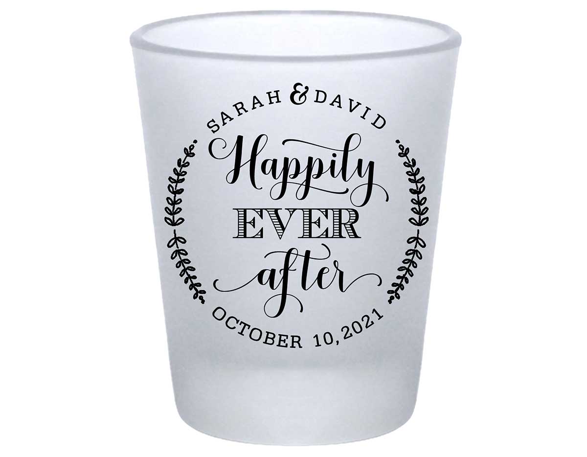 Happily Ever After 1A Standard 1.75oz Frosted Shot Glasses Fairytale Wedding Gifts for Guests
