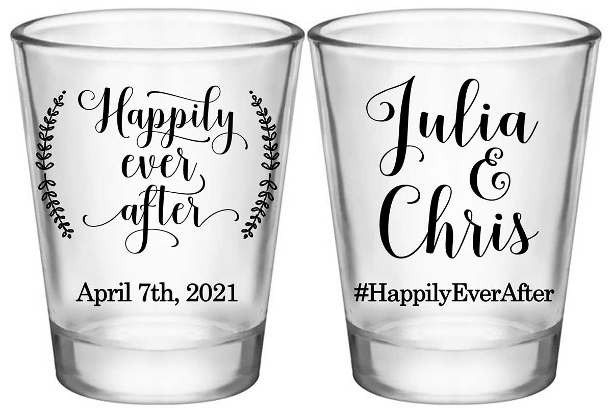 Happily Ever After 2A2 Standard 1.75oz Clear Shot Glasses Fairytale Wedding Gifts for Guests