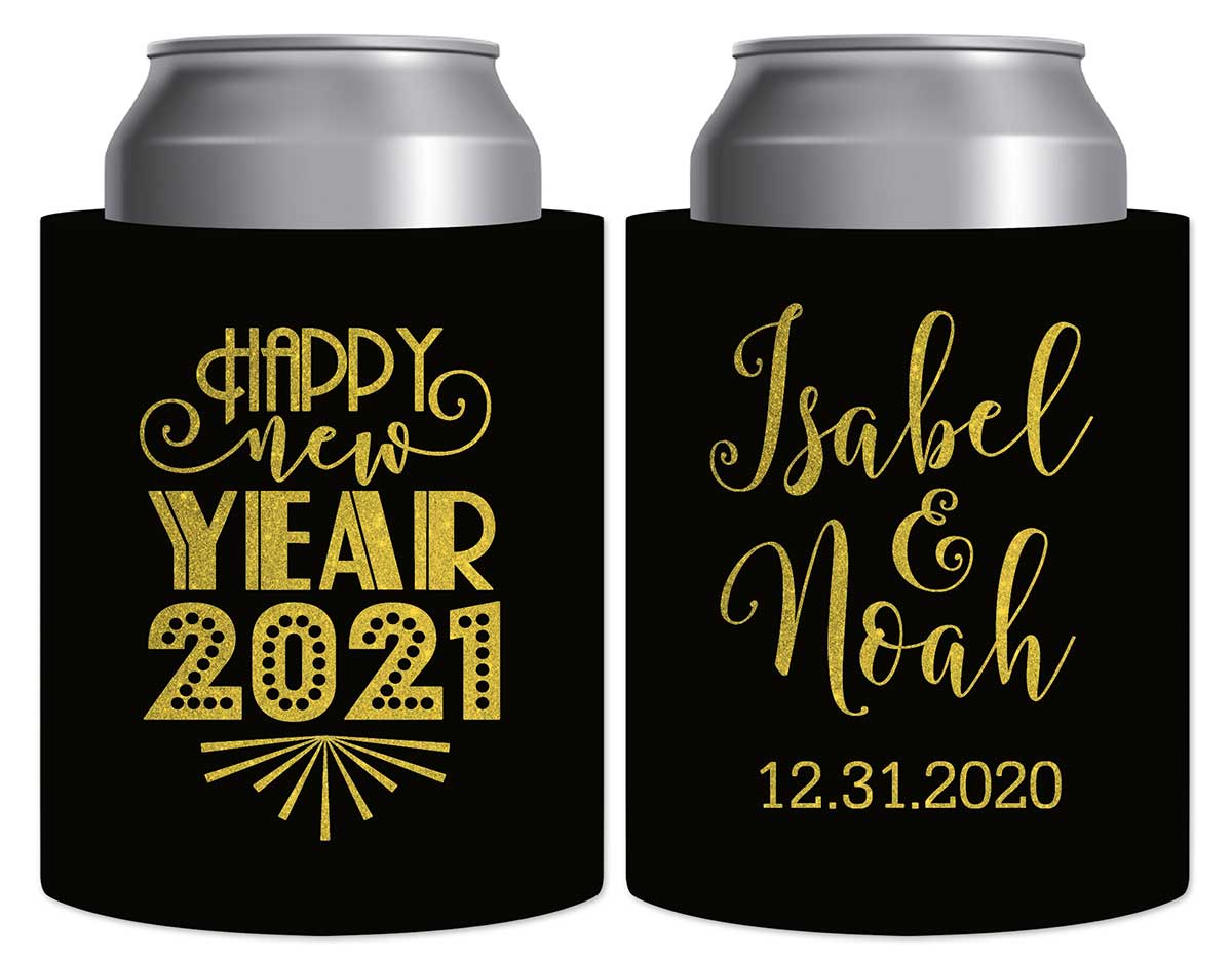 Happy New Year 1A Thick Foam Can Koozies New Years Eve Wedding Gifts for Guests
