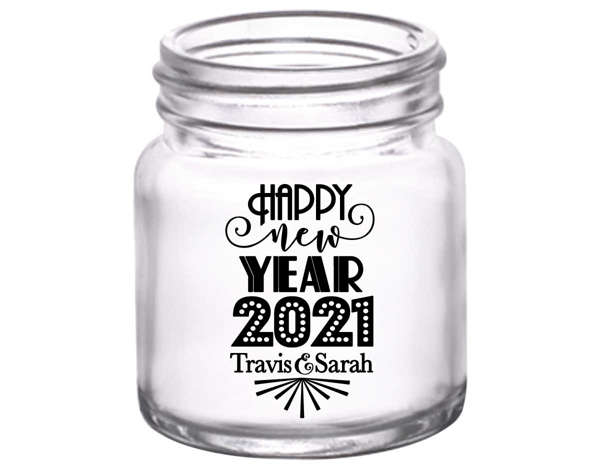 Happy New Year 1A 2oz Mini Mason Shot Glasses New Years Eve Wedding Gifts for Guests