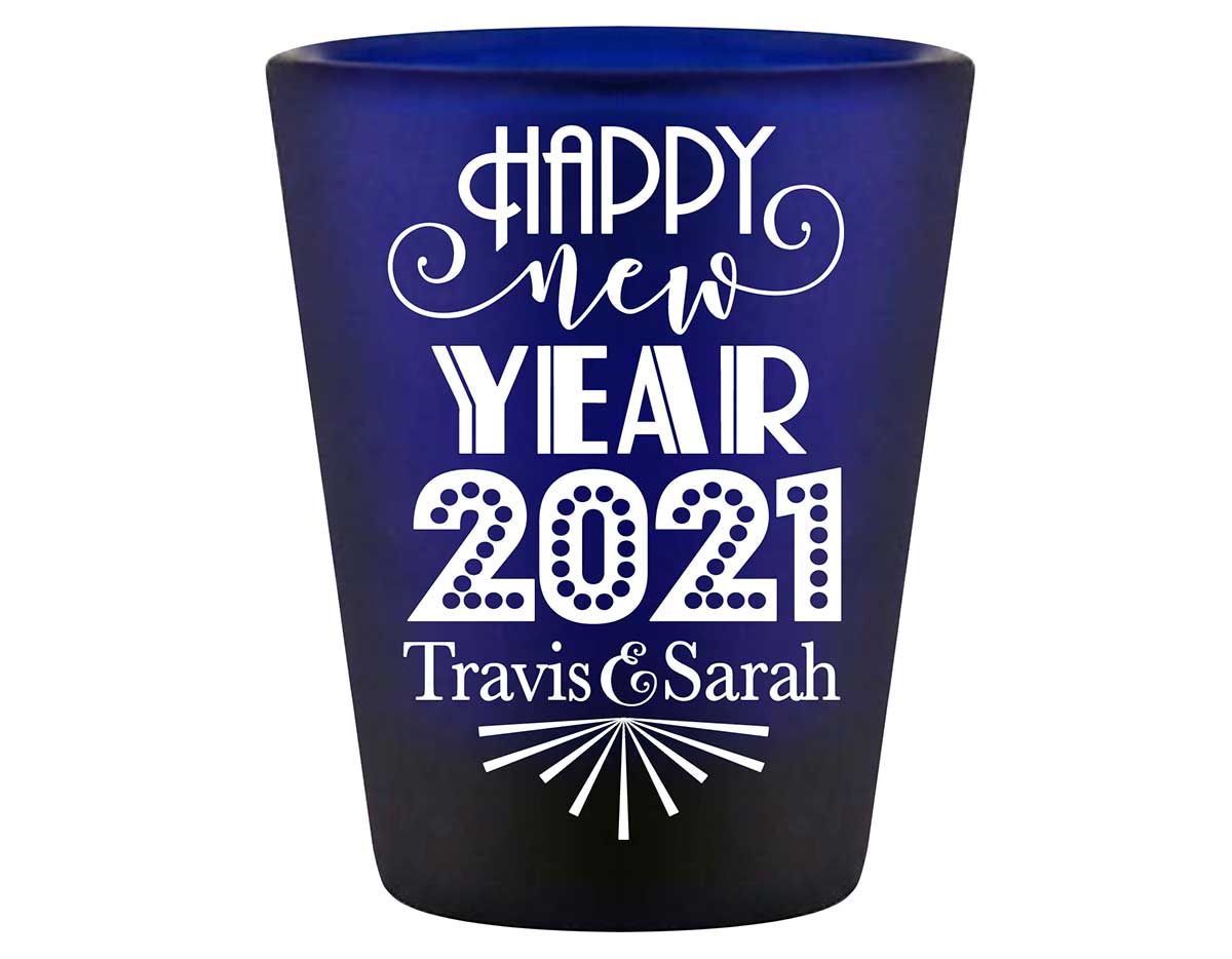 Happy New Year 1A Standard 1.5oz Blue Shot Glasses New Years Eve Wedding Gifts for Guests
