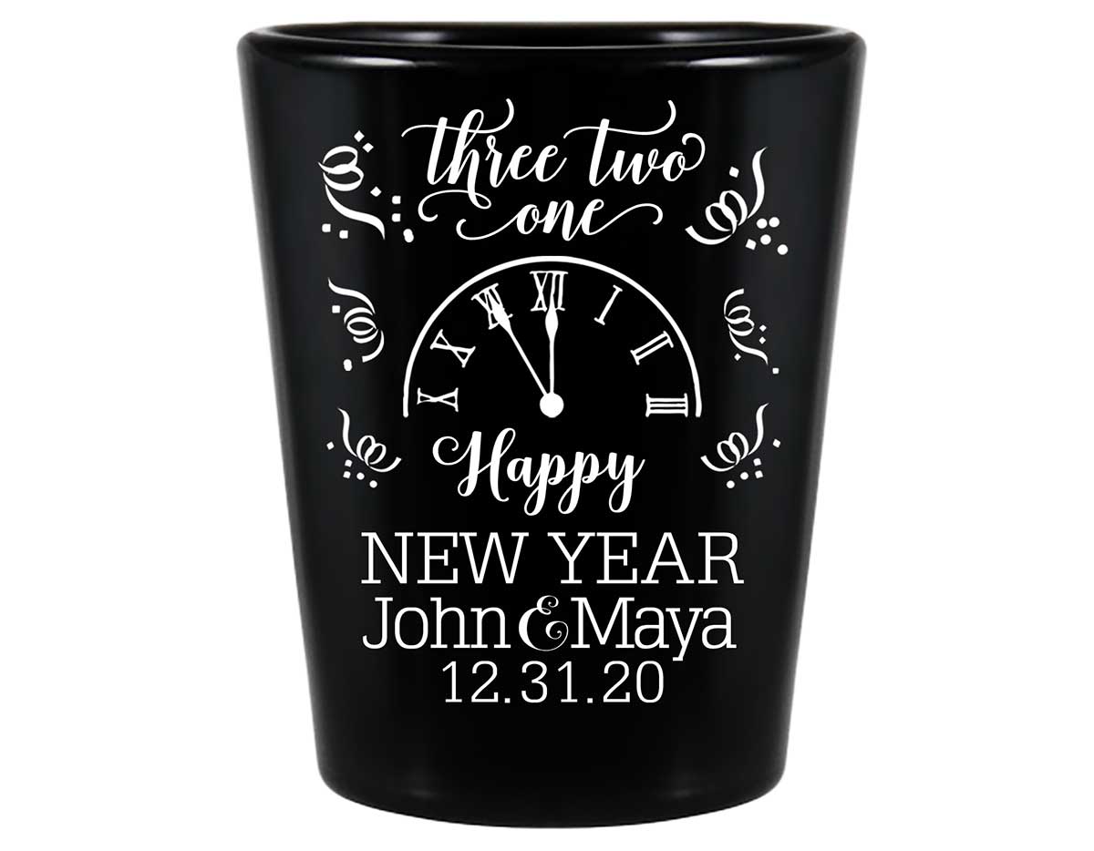 Happy New Year 2A Standard 1.5oz Black Shot Glasses New Years Eve Wedding Gifts for Guests
