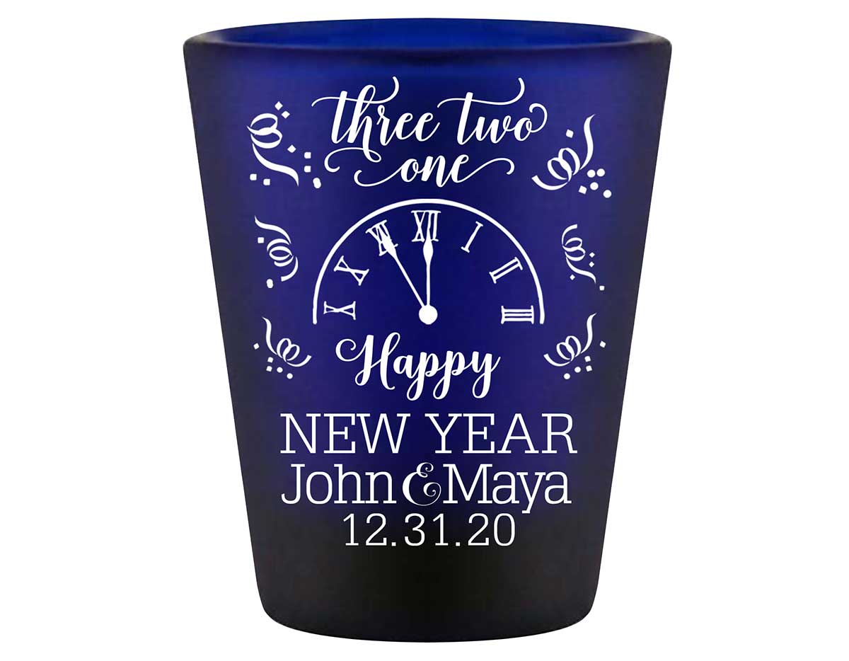 Happy New Year 2A Standard 1.5oz Blue Shot Glasses New Years Eve Wedding Gifts for Guests