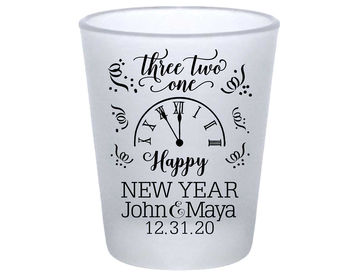 Happy New Year 2A Standard 1.75oz Frosted Shot Glasses New Years Eve Wedding Gifts for Guests
