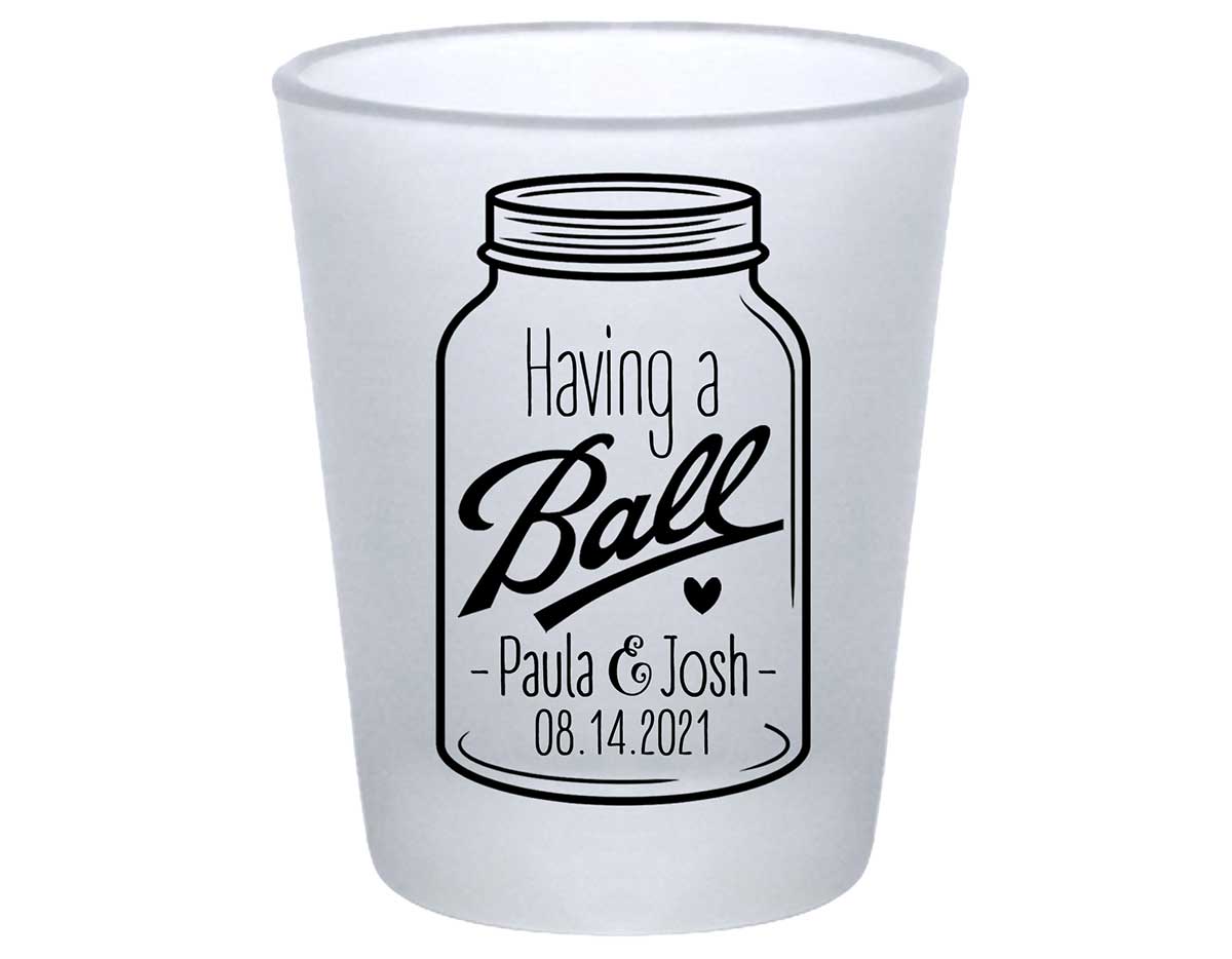 Having A Ball 1A Mason Jar Standard 1.75oz Frosted Shot Glasses Rustic Wedding Gifts for Guests