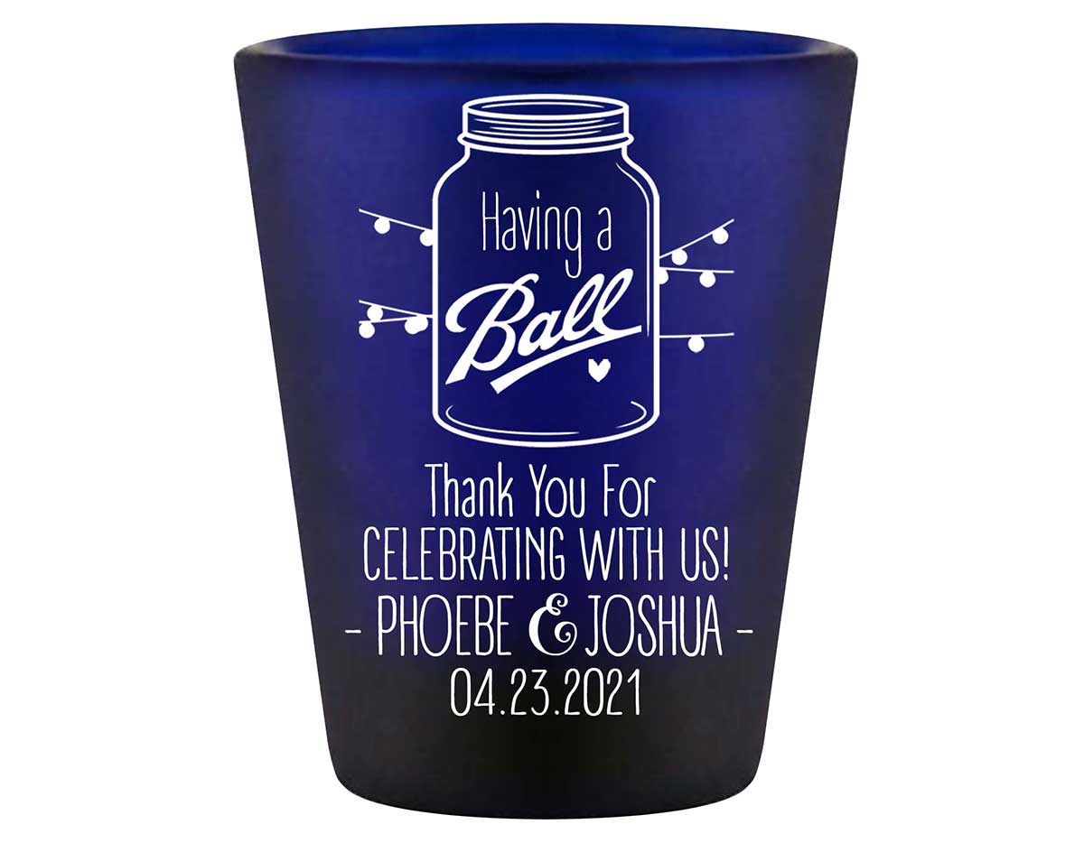 Having A Ball 1B Mason Jar Standard 1.5oz Blue Shot Glasses Rustic Wedding Gifts for Guests