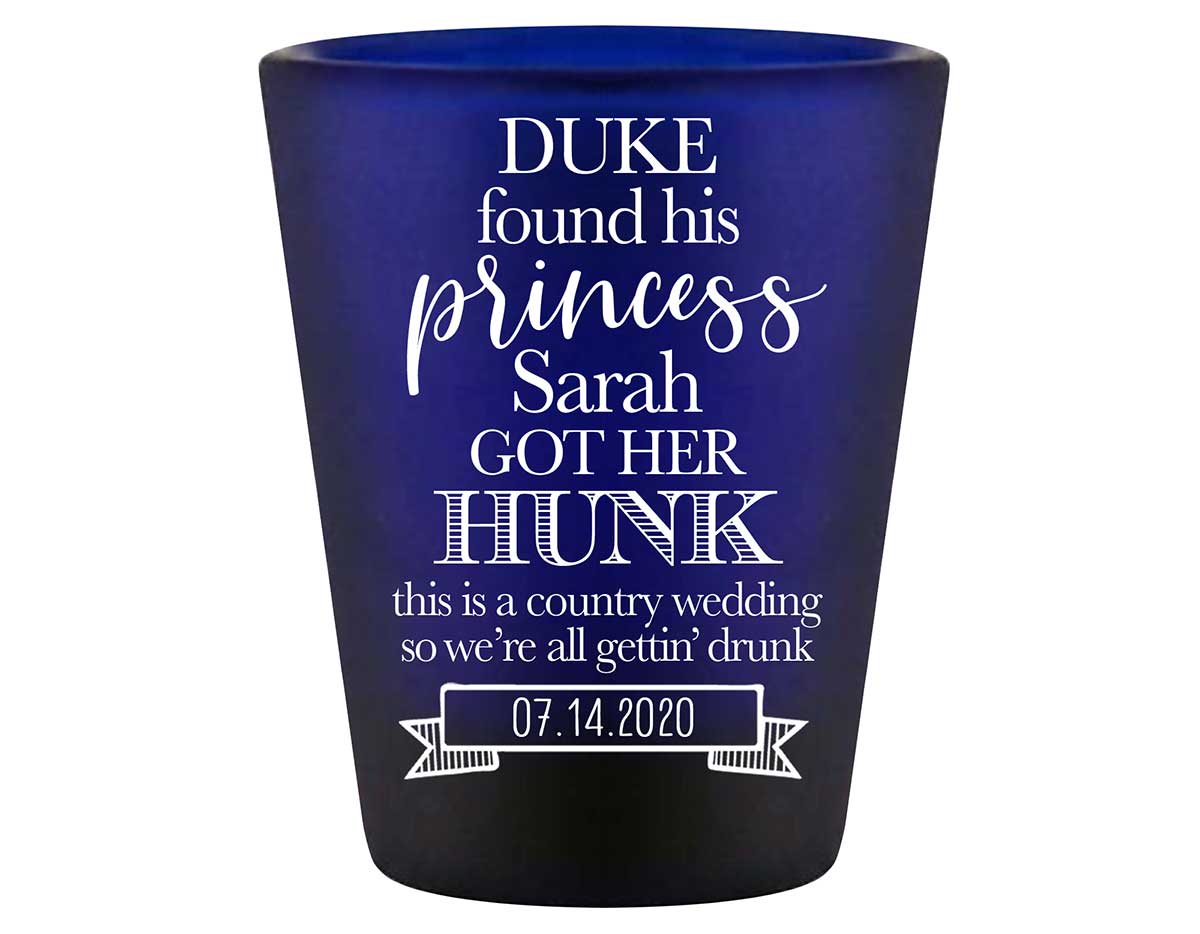 He Found His Princess She Got Her Hunk 2A Standard 1.5oz Blue Shot Glasses Country Wedding Gifts for Guests