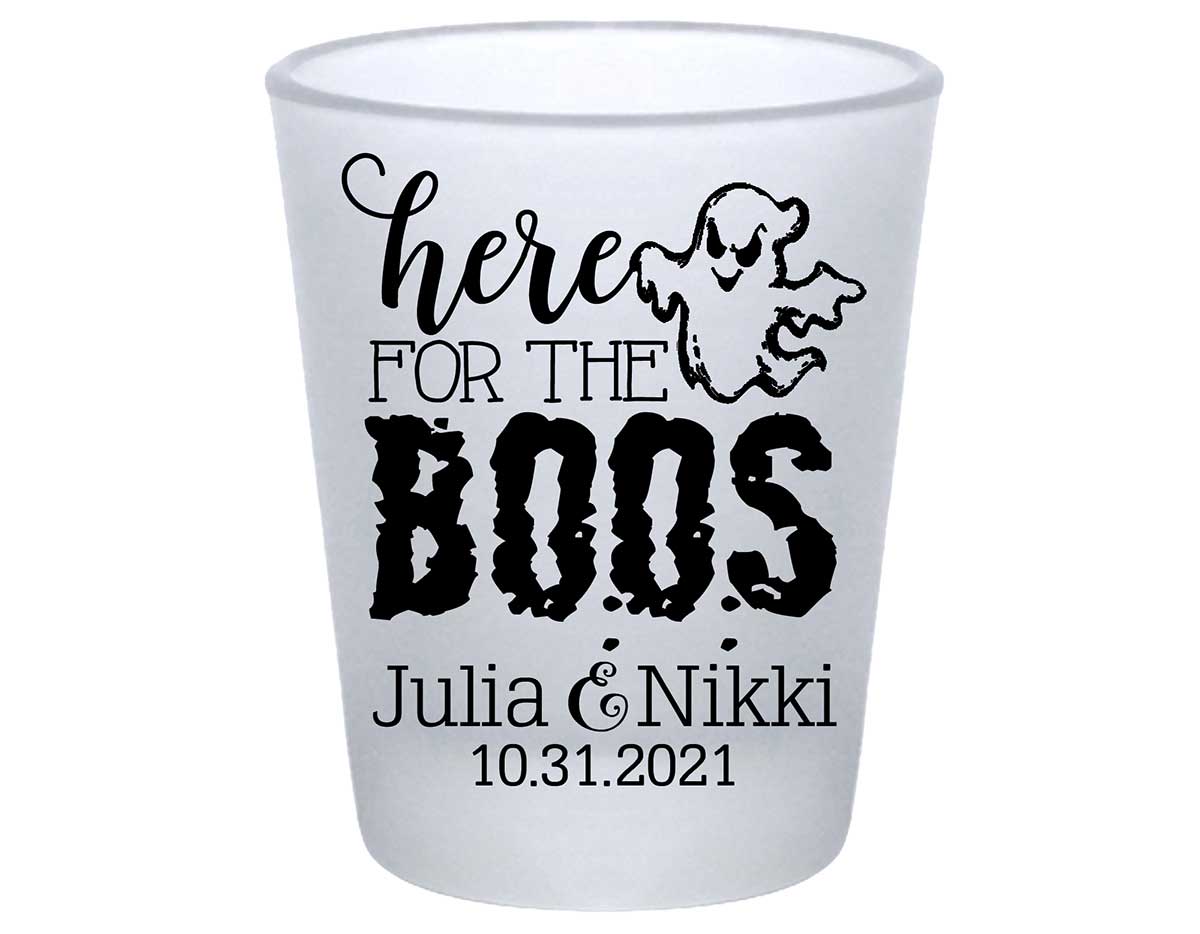 Here For The Boos 1A Standard 1.75oz Frosted Shot Glasses Halloween Wedding Gifts for Guests
