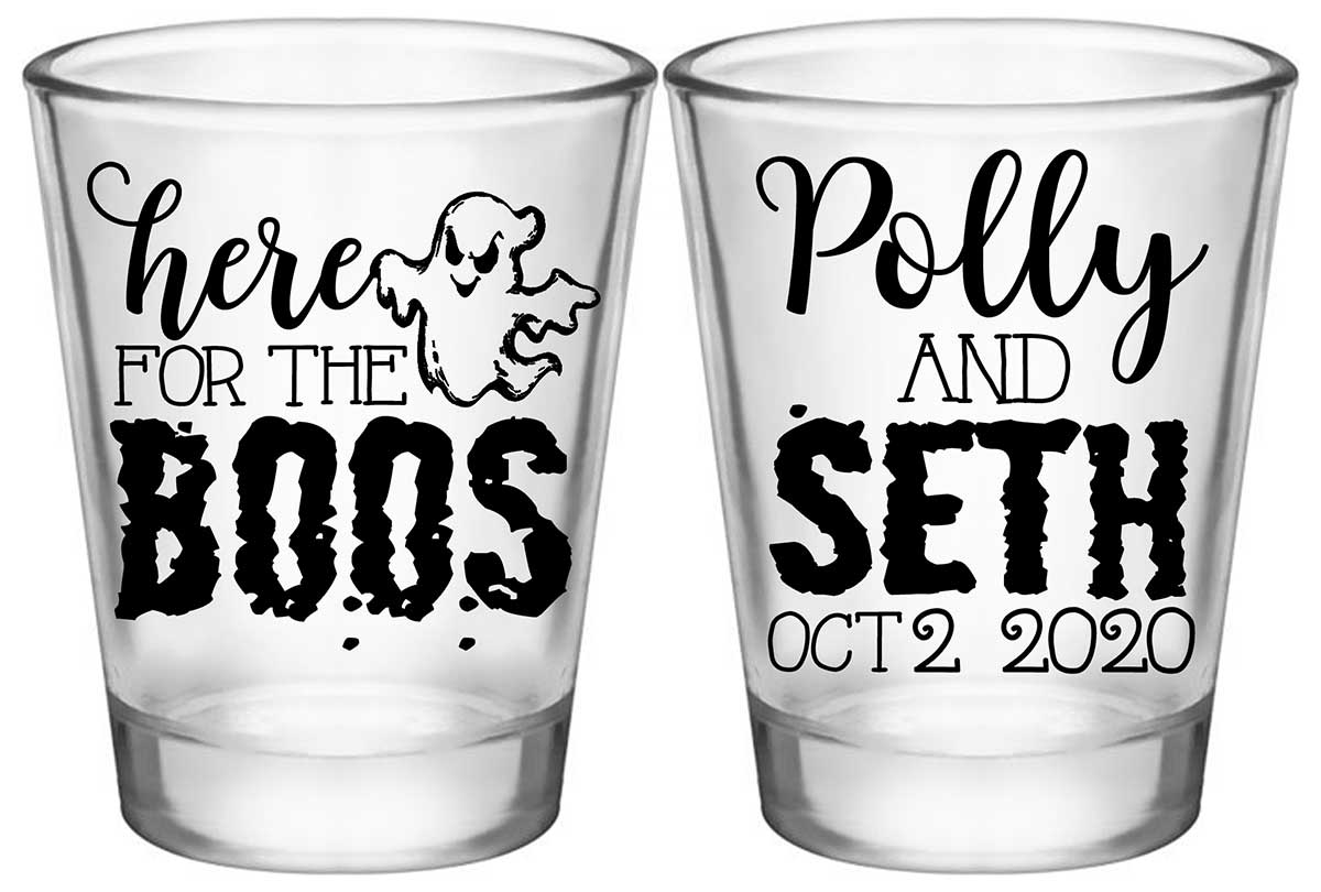 Here For The Boos 1A2 Standard 1.75oz Clear Shot Glasses Halloween Wedding Gifts for Guests