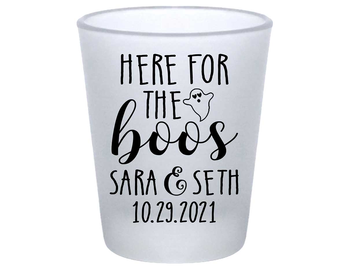Here For The Boos 2A Standard 1.75oz Frosted Shot Glasses Halloween Wedding Gifts for Guests