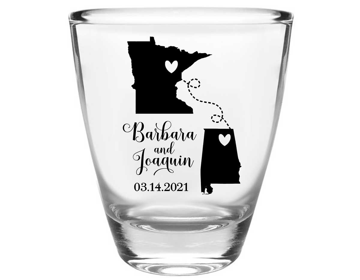 Home is Where You Are 1A Any Maps Clear 1oz Round Barrel Shot Glasses Destination Wedding Gifts for Guests