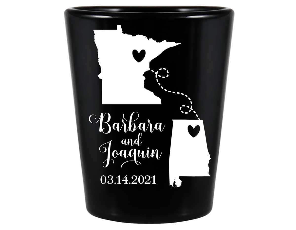Home is Where You Are 1A Any Maps Standard 1.5oz Black Shot Glasses Destination Wedding Gifts for Guests