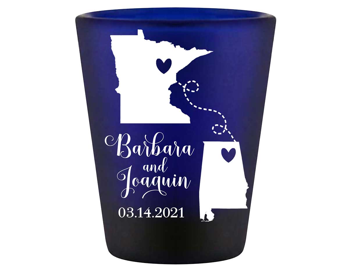 Home is Where You Are 1A Any Maps Standard 1.5oz Blue Shot Glasses Destination Wedding Gifts for Guests