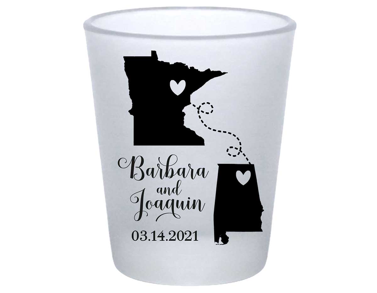 Home is Where You Are 1A Any Maps Standard 1.75oz Frosted Shot Glasses Destination Wedding Gifts for Guests