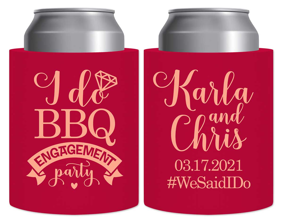 I Do BBQ 1A Thick Foam Can Koozies Rustic Engagement Party Gifts for Guests