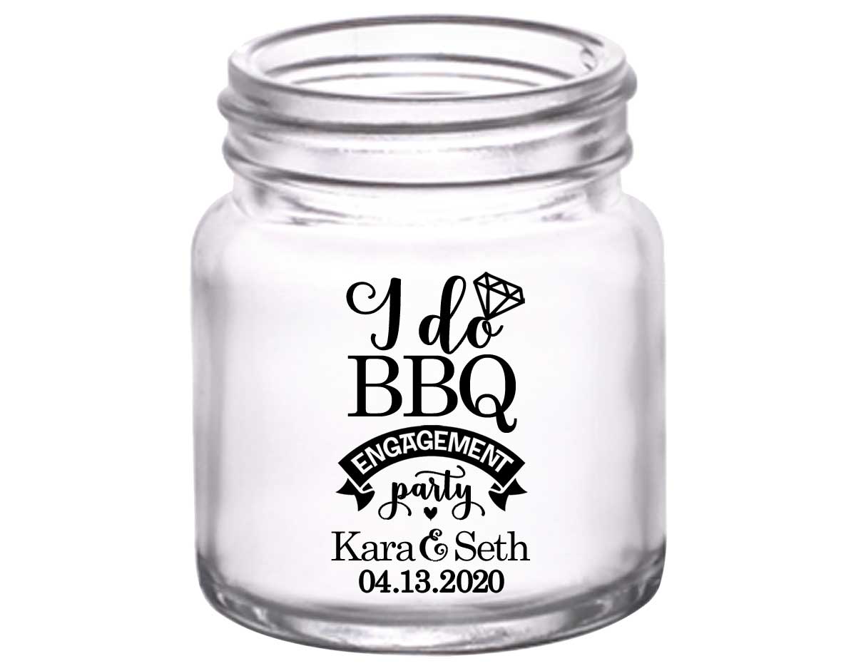 I Do BBQ 1A 2oz Mini Mason Shot Glasses Rustic Engagement Party Gifts for Guests