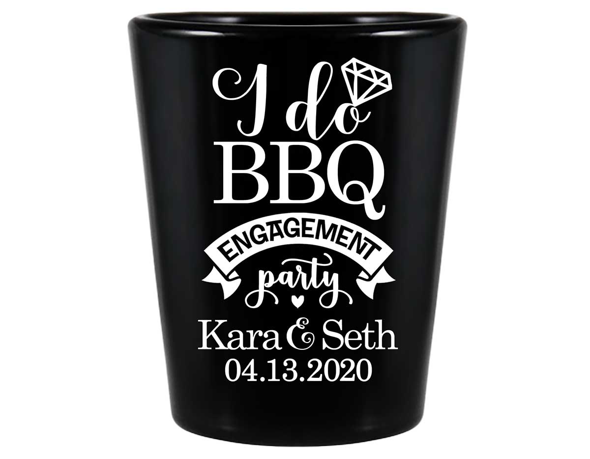 I Do BBQ 1A Standard 1.5oz Black Shot Glasses Rustic Engagement Party Gifts for Guests