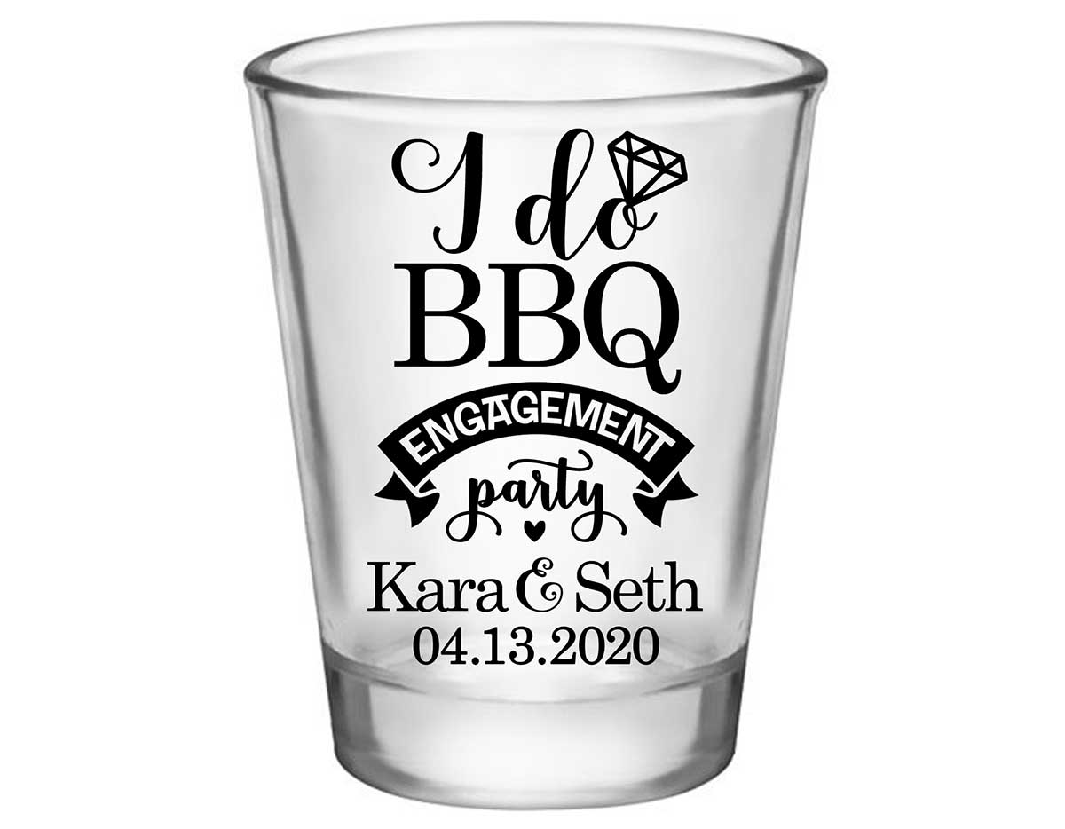 I Do BBQ 1A Standard 1.75oz Clear Shot Glasses Rustic Engagement Party Gifts for Guests