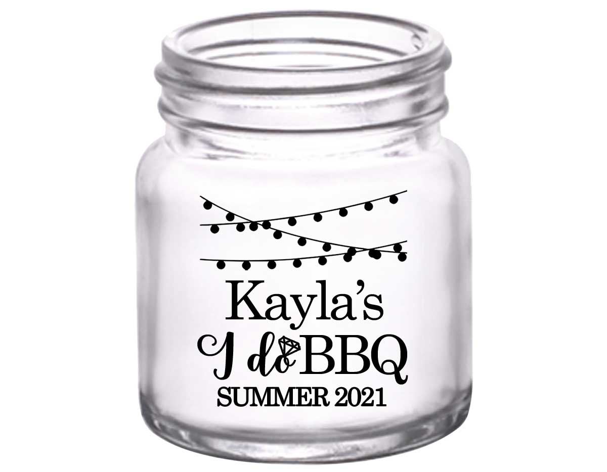 I Do BBQ 2A 2oz Mini Mason Shot Glasses Rustic Engagement Party Gifts for Guests