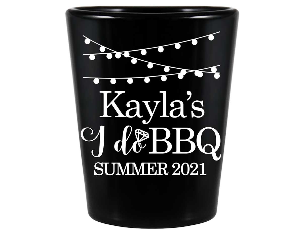 I Do BBQ 2A Standard 1.5oz Black Shot Glasses Rustic Engagement Party Gifts for Guests