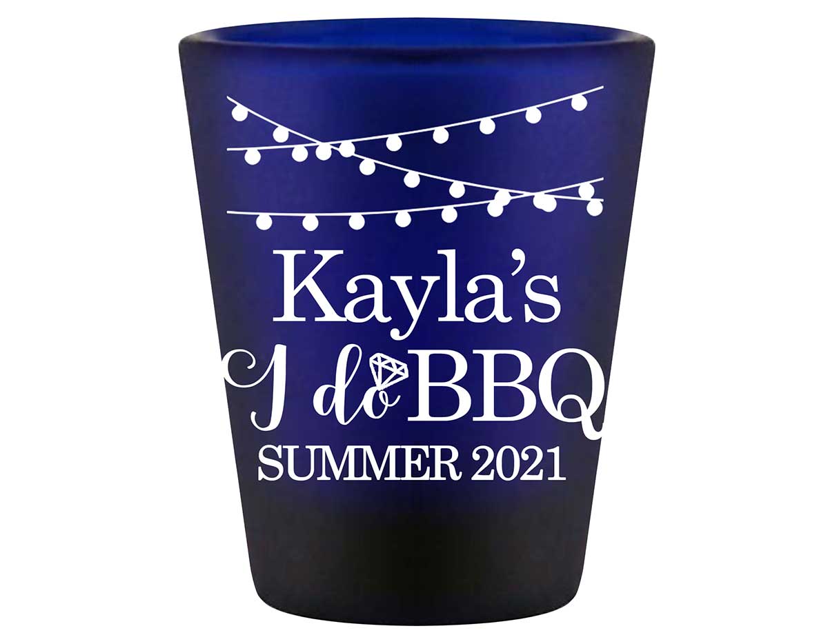 I Do BBQ 2A Standard 1.5oz Blue Shot Glasses Rustic Engagement Party Gifts for Guests