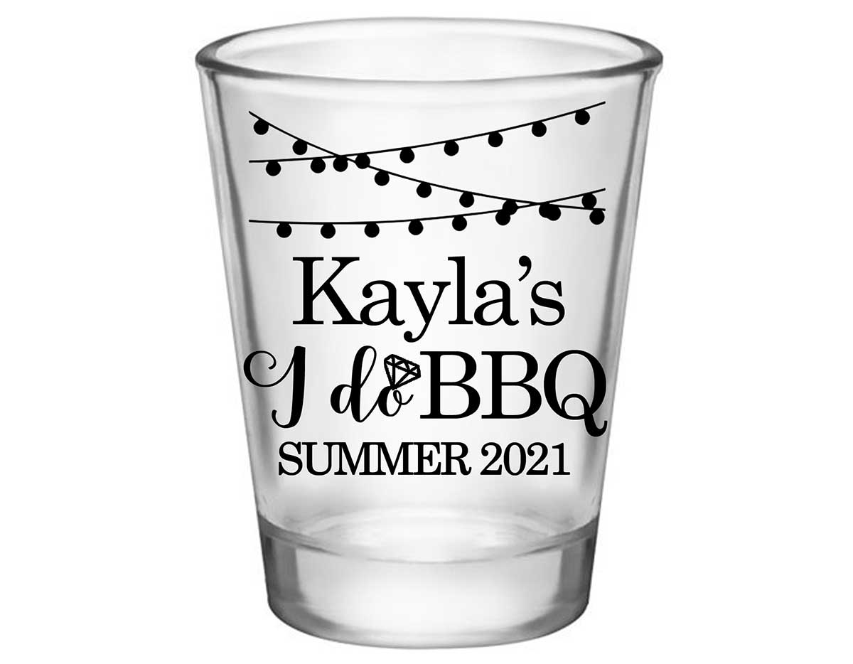 I Do BBQ 2A Standard 1.75oz Clear Shot Glasses Rustic Engagement Party Gifts for Guests