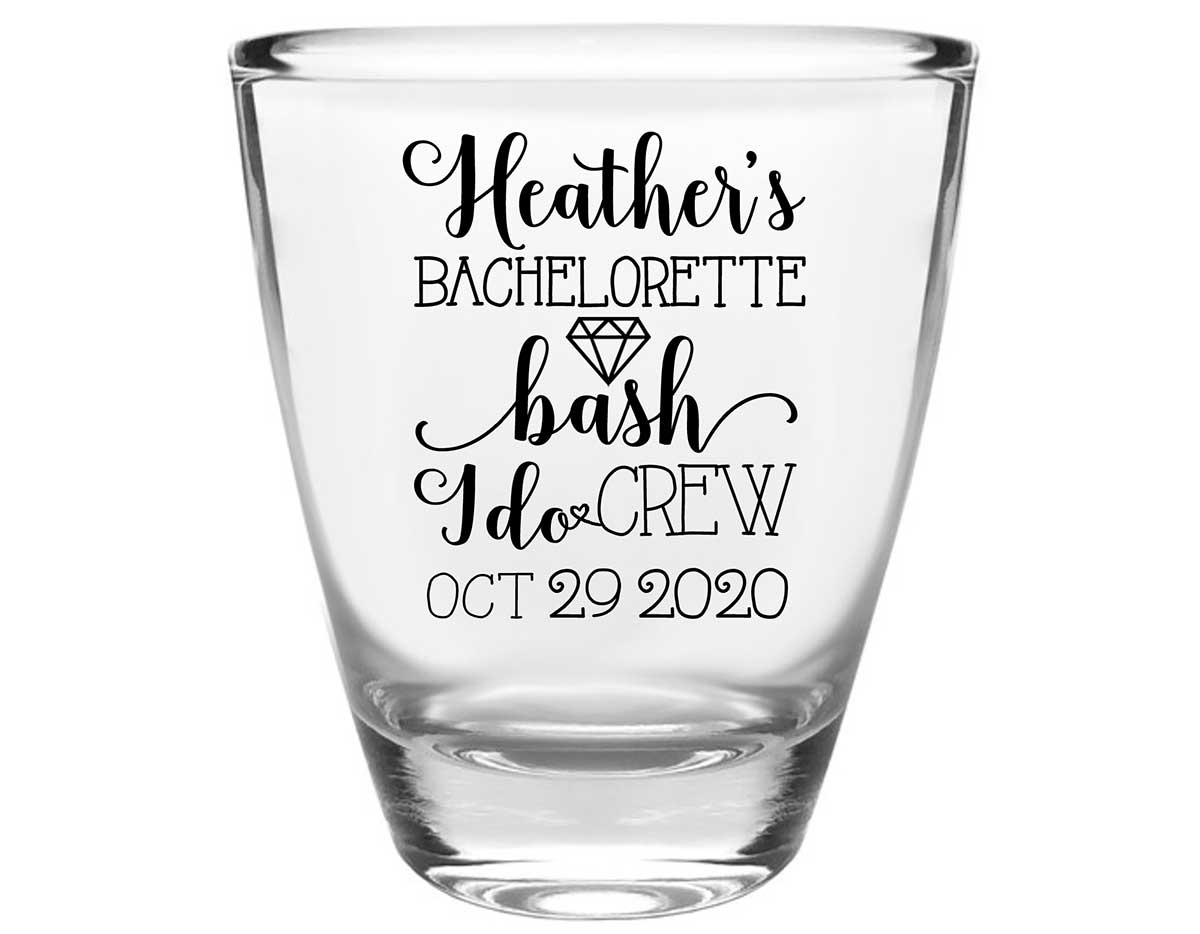 I Do Crew Bachelorette 1A Clear 1oz Round Barrel Shot Glasses Personalized Bachelorette Party Gifts for Guests