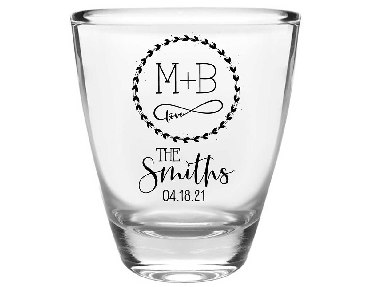 Infinite Love 1A Infinity Symbol Clear 1oz Round Barrel Shot Glasses Romantic Wedding Gifts for Guests