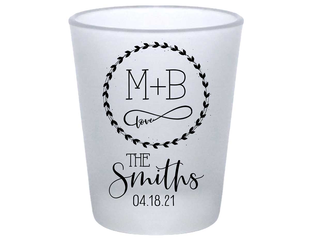 Infinite Love 1A Infinity Symbol Standard 1.75oz Frosted Shot Glasses Romantic Wedding Gifts for Guests