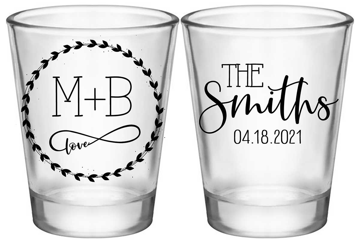 Infinite Love 1A2 Infinity Symbol Standard 1.75oz Clear Shot Glasses Romantic Wedding Gifts for Guests