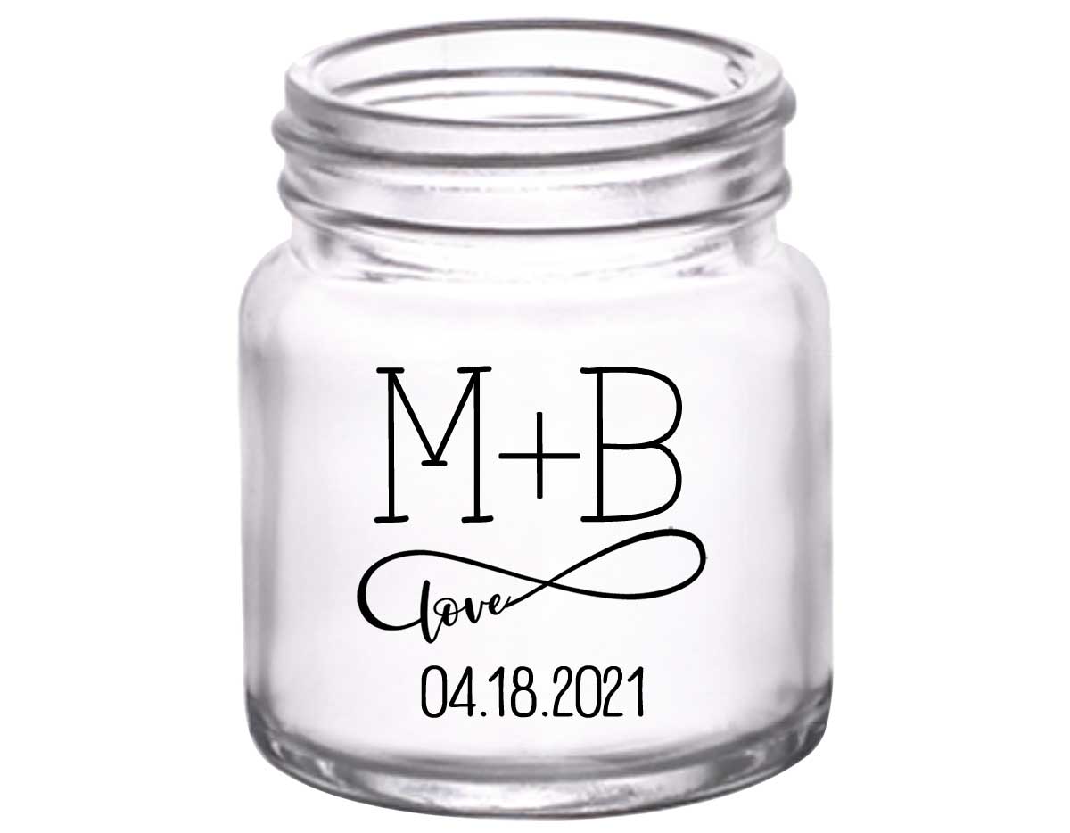 Infinite Love 1B Infinity Symbol 2oz Mini Mason Shot Glasses Romantic Wedding Gifts for Guests
