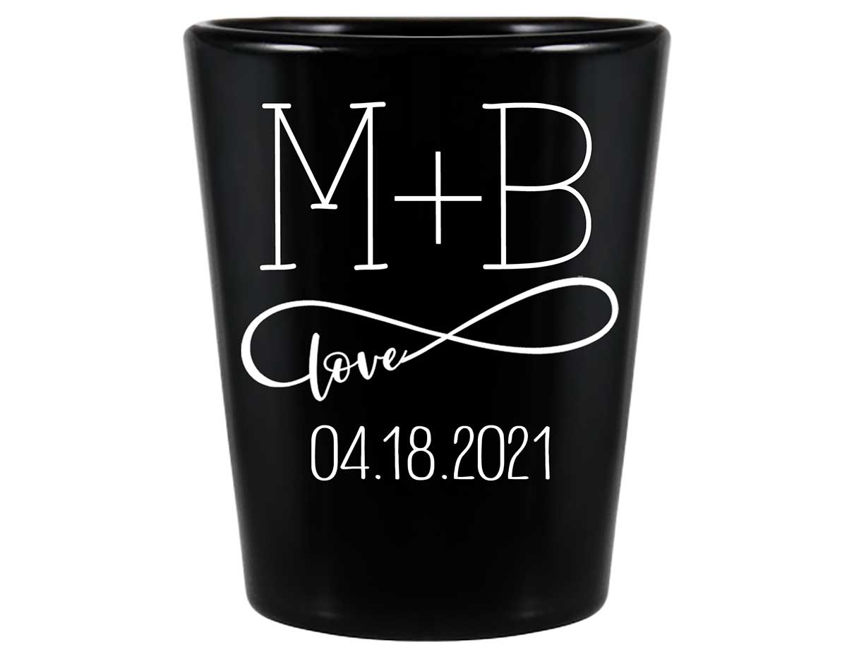 Infinite Love 1B Infinity Symbol Standard 1.5oz Black Shot Glasses Romantic Wedding Gifts for Guests