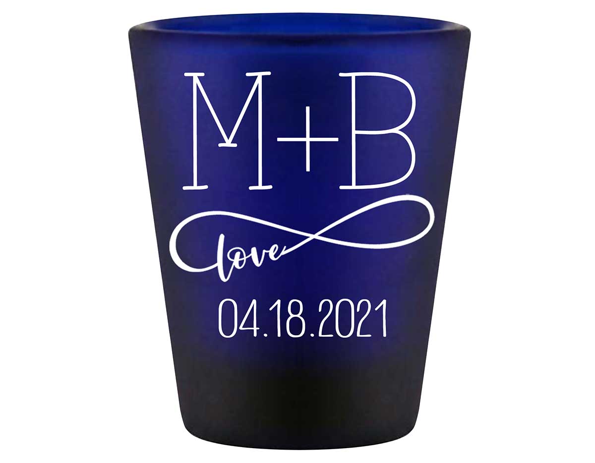 Infinite Love 1B Infinity Symbol Standard 1.5oz Blue Shot Glasses Romantic Wedding Gifts for Guests