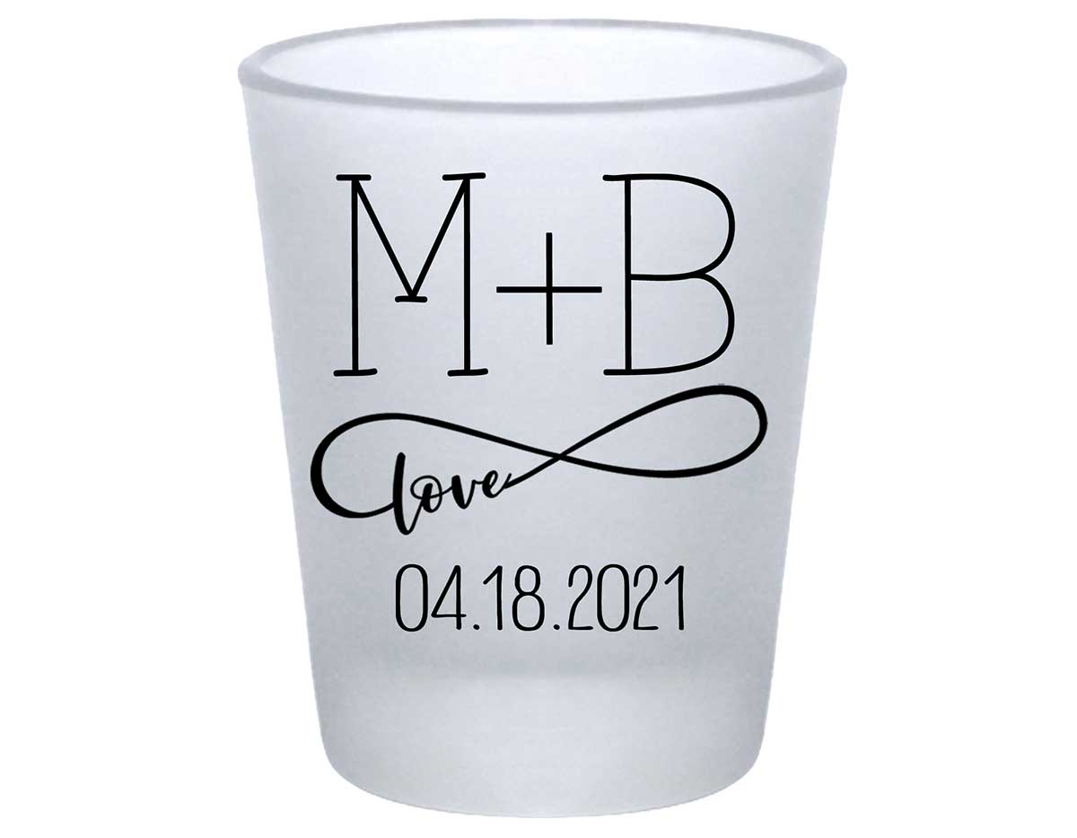 Infinite Love 1B Infinity Symbol Standard 1.75oz Frosted Shot Glasses Romantic Wedding Gifts for Guests