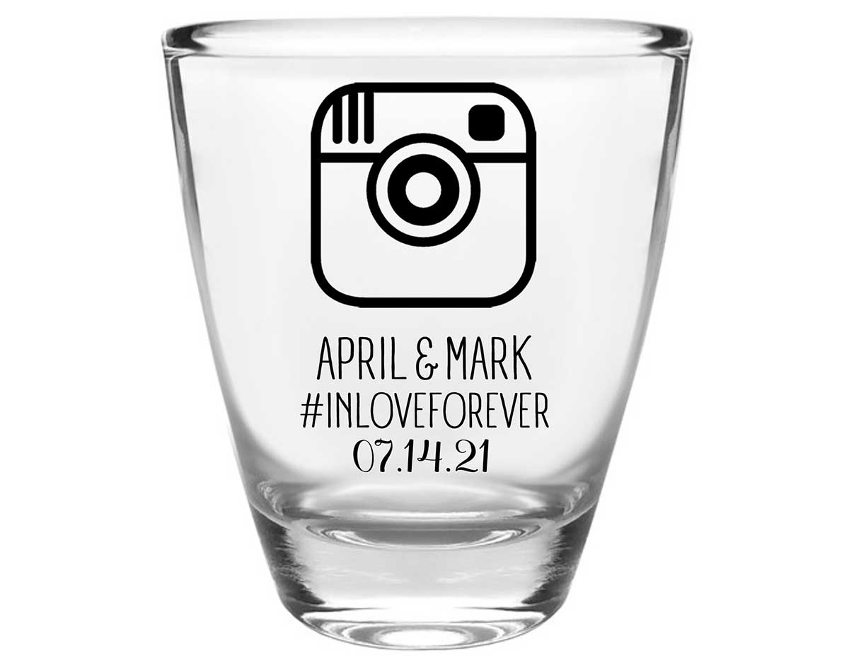 Instagram Hashtag 1A Clear 1oz Round Barrel Shot Glasses Cute Wedding Gifts for Guests