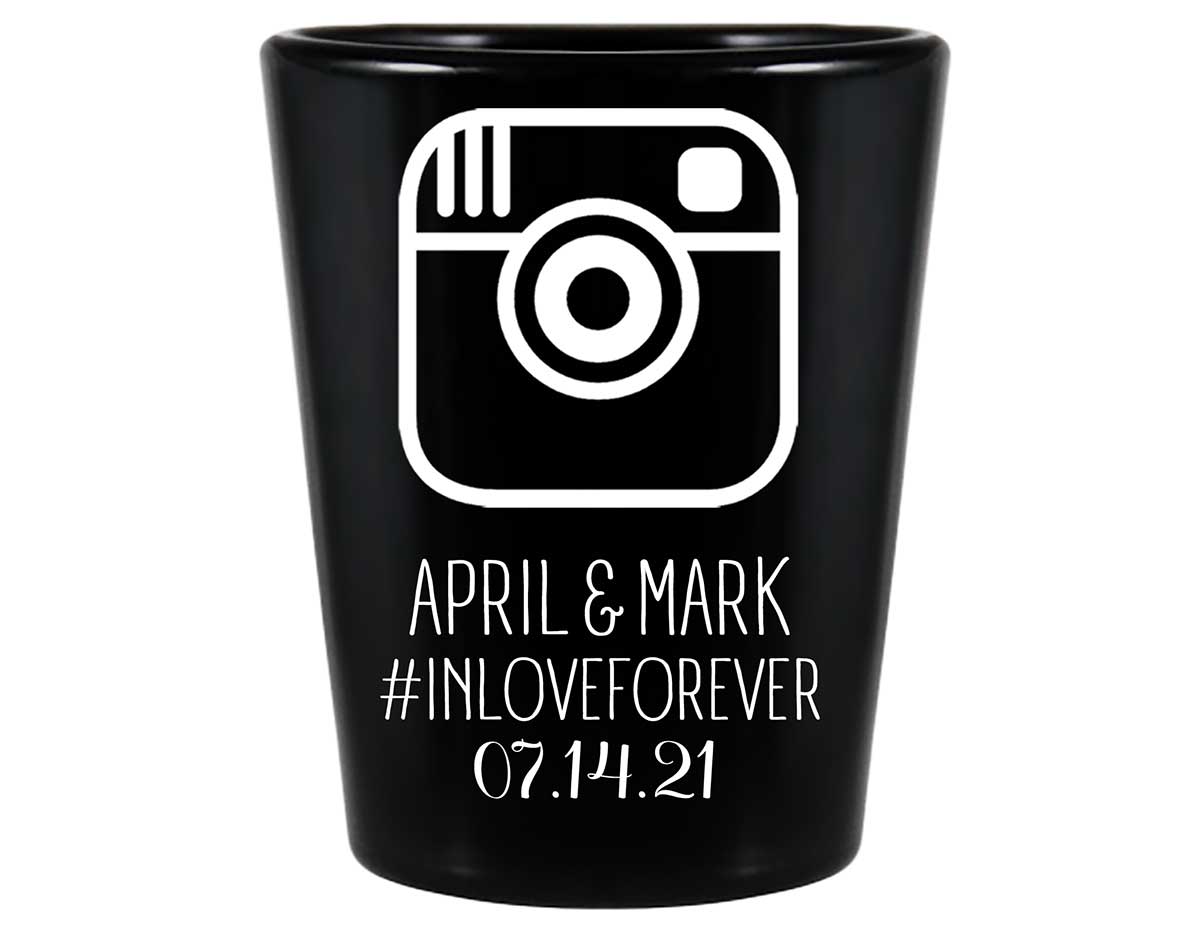 Instagram Hashtag 1A Standard 1.5oz Black Shot Glasses Cute Wedding Gifts for Guests