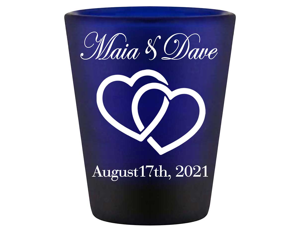Intertwined Hearts 1A Standard 1.5oz Blue Shot Glasses Romantic Wedding Gifts for Guests