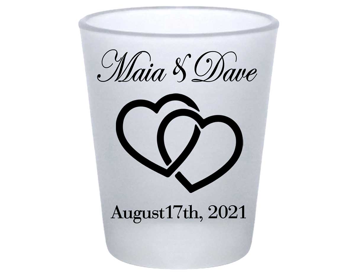 Intertwined Hearts 1A Standard 1.75oz Frosted Shot Glasses Romantic Wedding Gifts for Guests