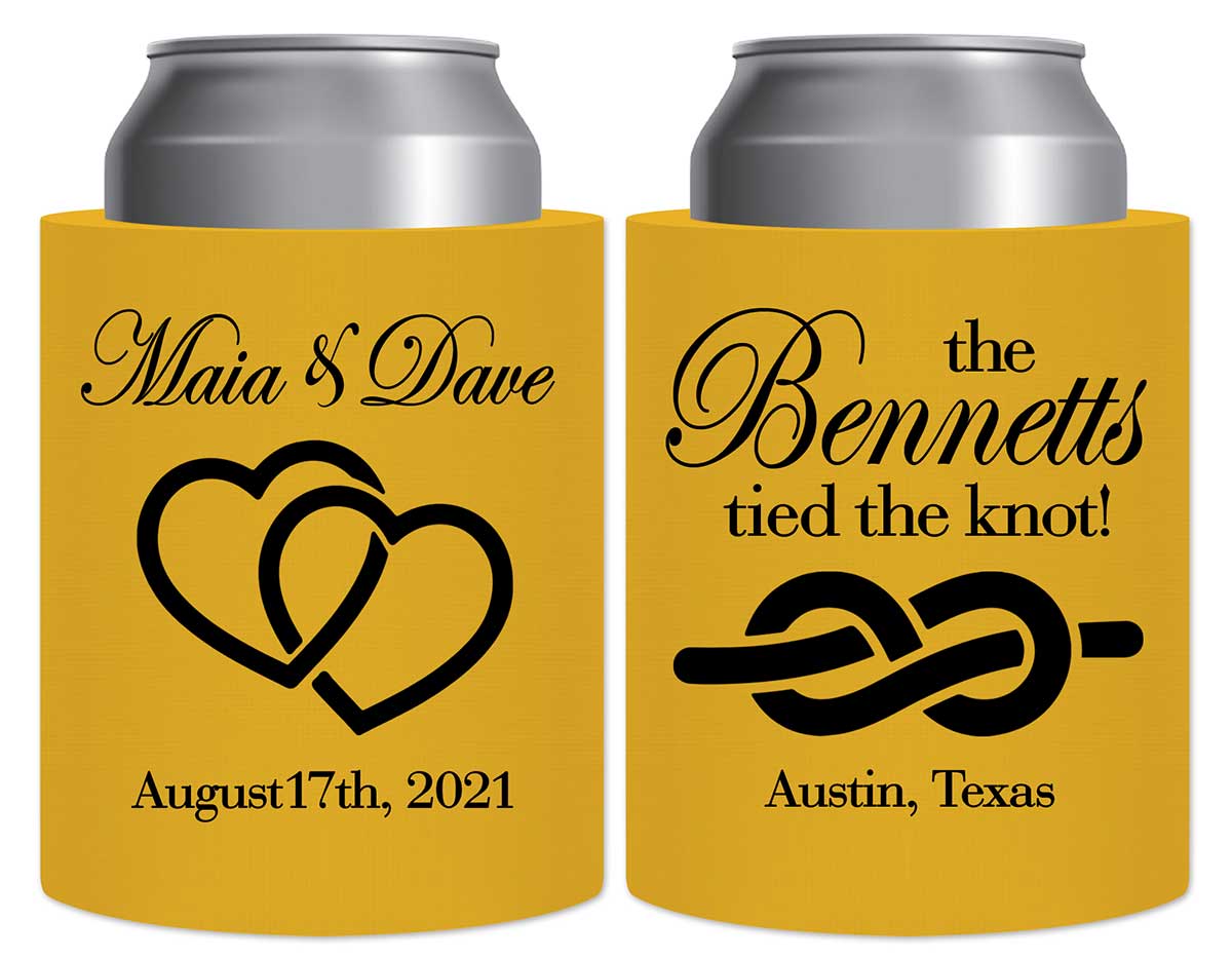 Intertwined Hearts 1A We Tied The Knot Thick Foam Can Koozies Romantic Wedding Gifts for Guests