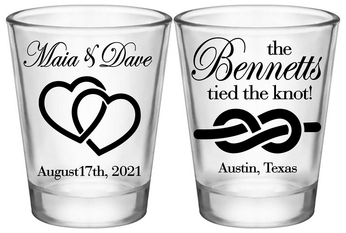 Intertwined Hearts 1A2 We Tied The Knot Standard 1.75oz Clear Shot Glasses Romantic Wedding Gifts for Guests