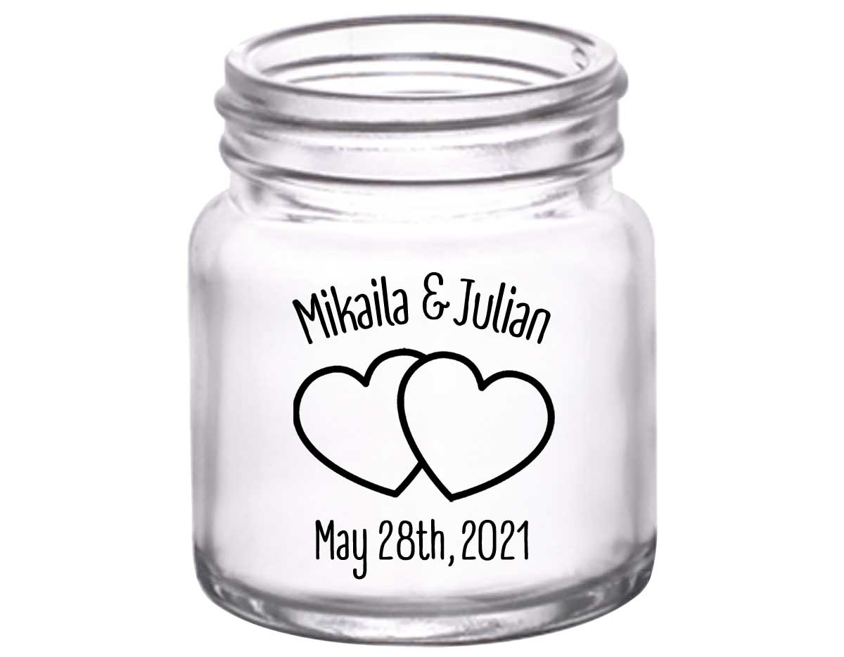 Intertwined Hearts 2A 2oz Mini Mason Shot Glasses Romantic Wedding Gifts for Guests