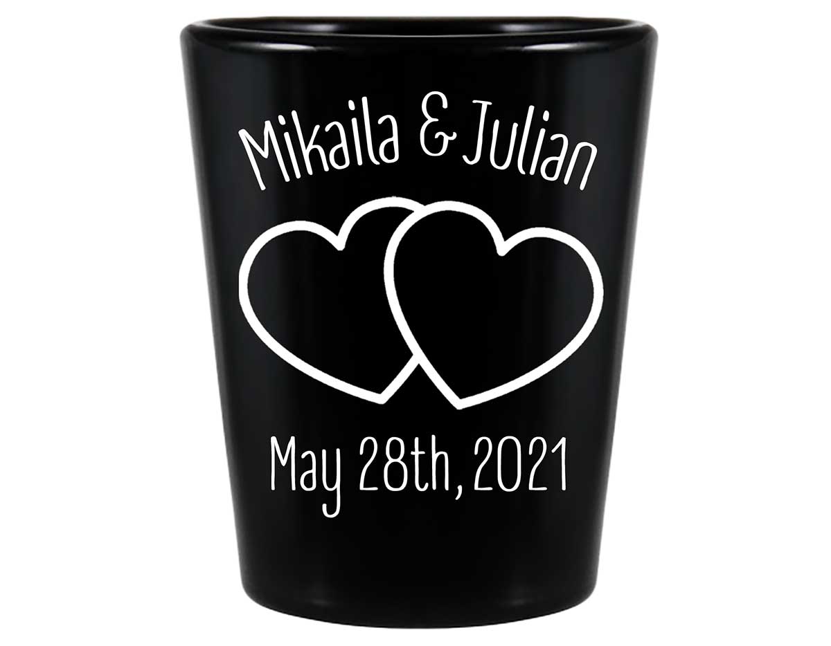Intertwined Hearts 2A Standard 1.5oz Black Shot Glasses Romantic Wedding Gifts for Guests