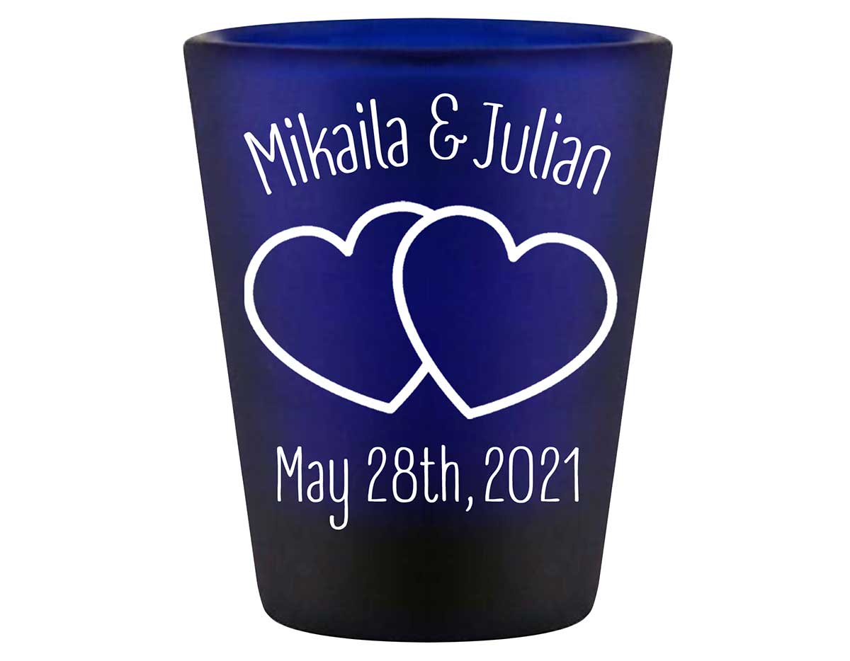 Intertwined Hearts 2A Standard 1.5oz Blue Shot Glasses Romantic Wedding Gifts for Guests