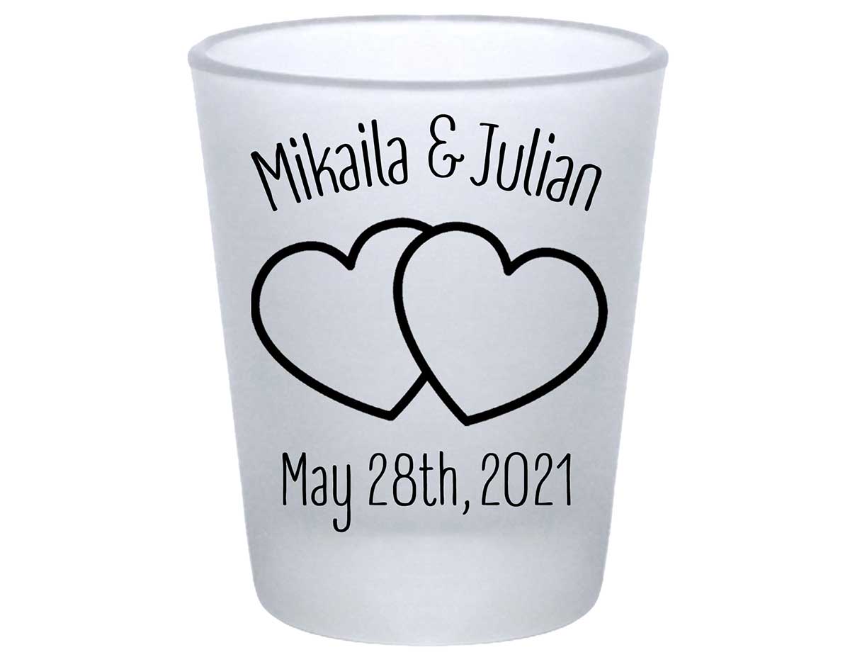 Intertwined Hearts 2A Standard 1.75oz Frosted Shot Glasses Romantic Wedding Gifts for Guests