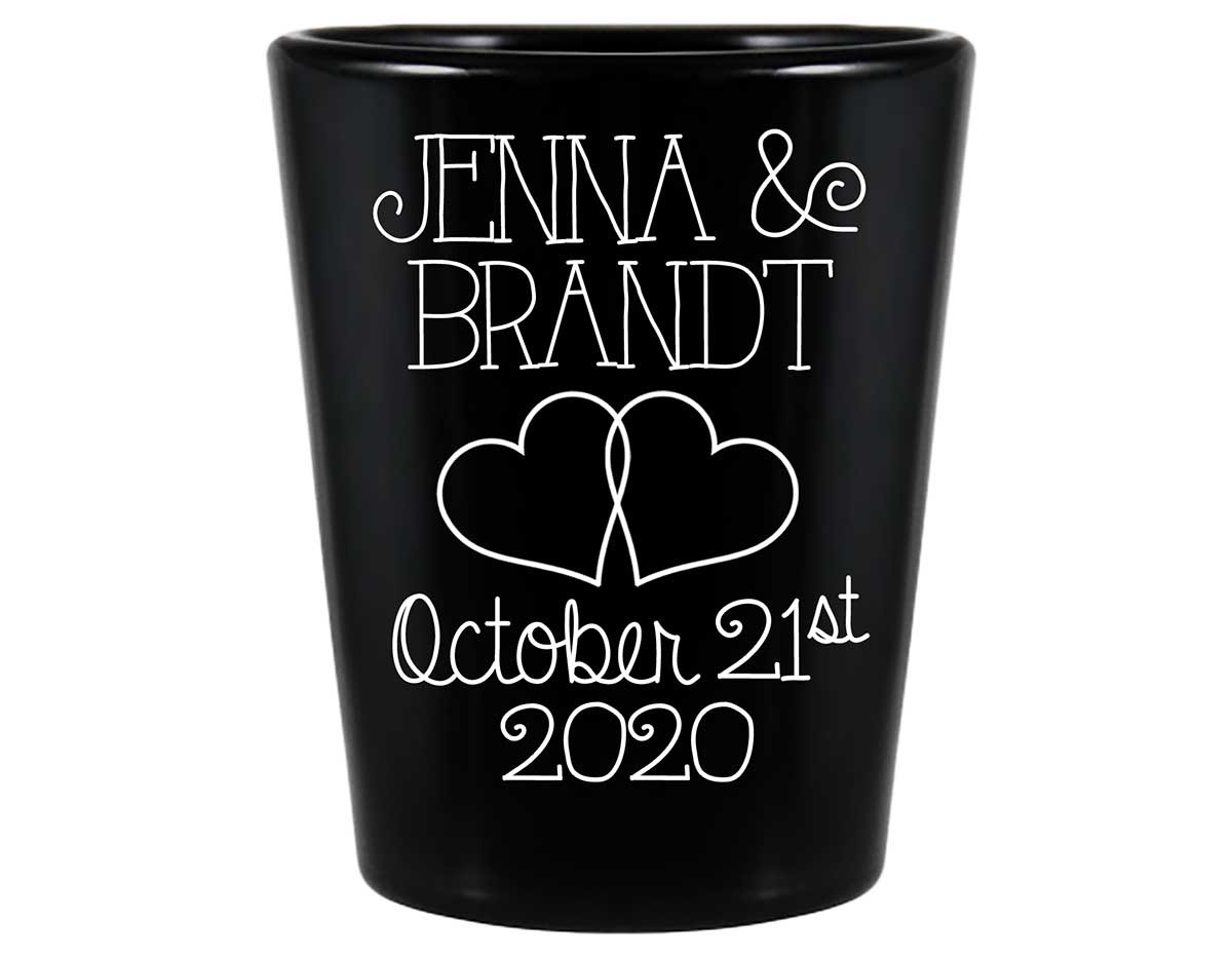 Intertwined Hearts 3A Standard 1.5oz Black Shot Glasses Romantic Wedding Gifts for Guests