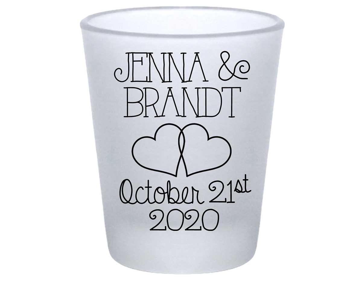 Intertwined Hearts 3A Standard 1.75oz Frosted Shot Glasses Romantic Wedding Gifts for Guests
