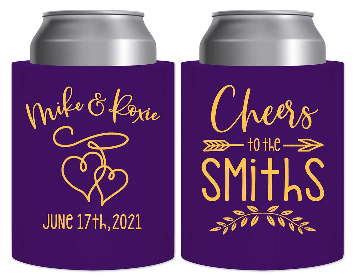 Intertwined Hearts 4A Cheers Thick Foam Can Koozies Romantic Wedding Gifts for Guests
