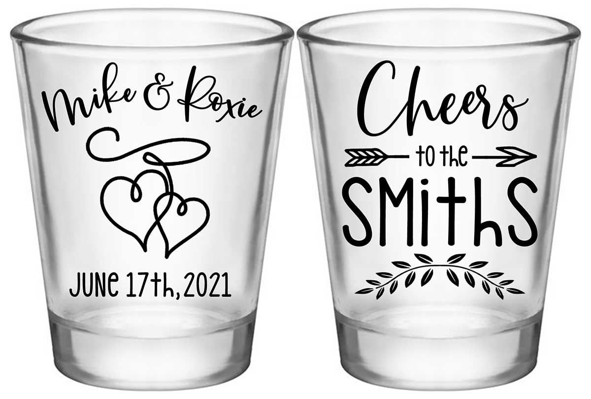 Intertwined Hearts 4A2 Cheers Standard 1.75oz Clear Shot Glasses Romantic Wedding Gifts for Guests
