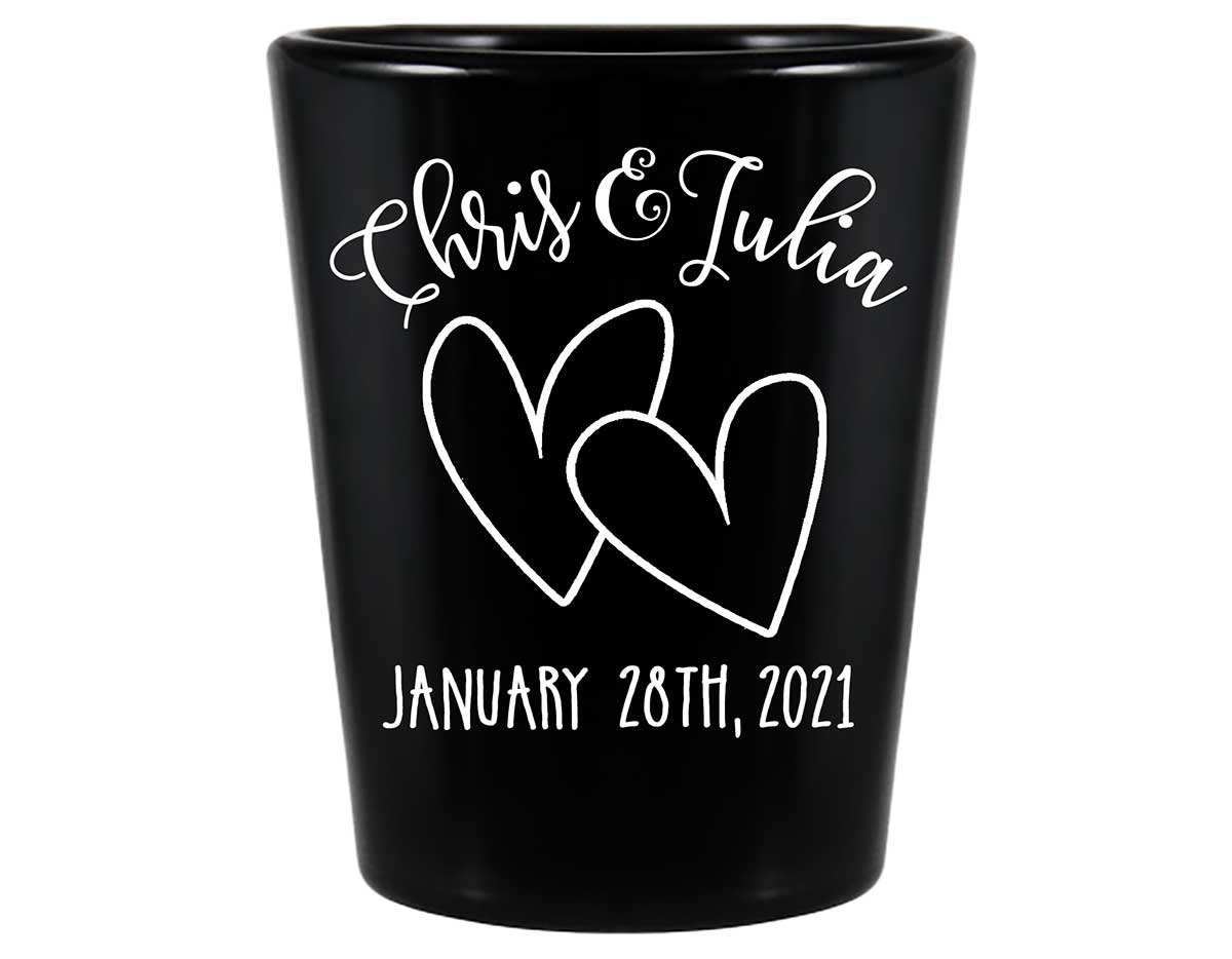 Intertwined Hearts 4B Standard 1.5oz Black Shot Glasses Romantic Wedding Gifts for Guests