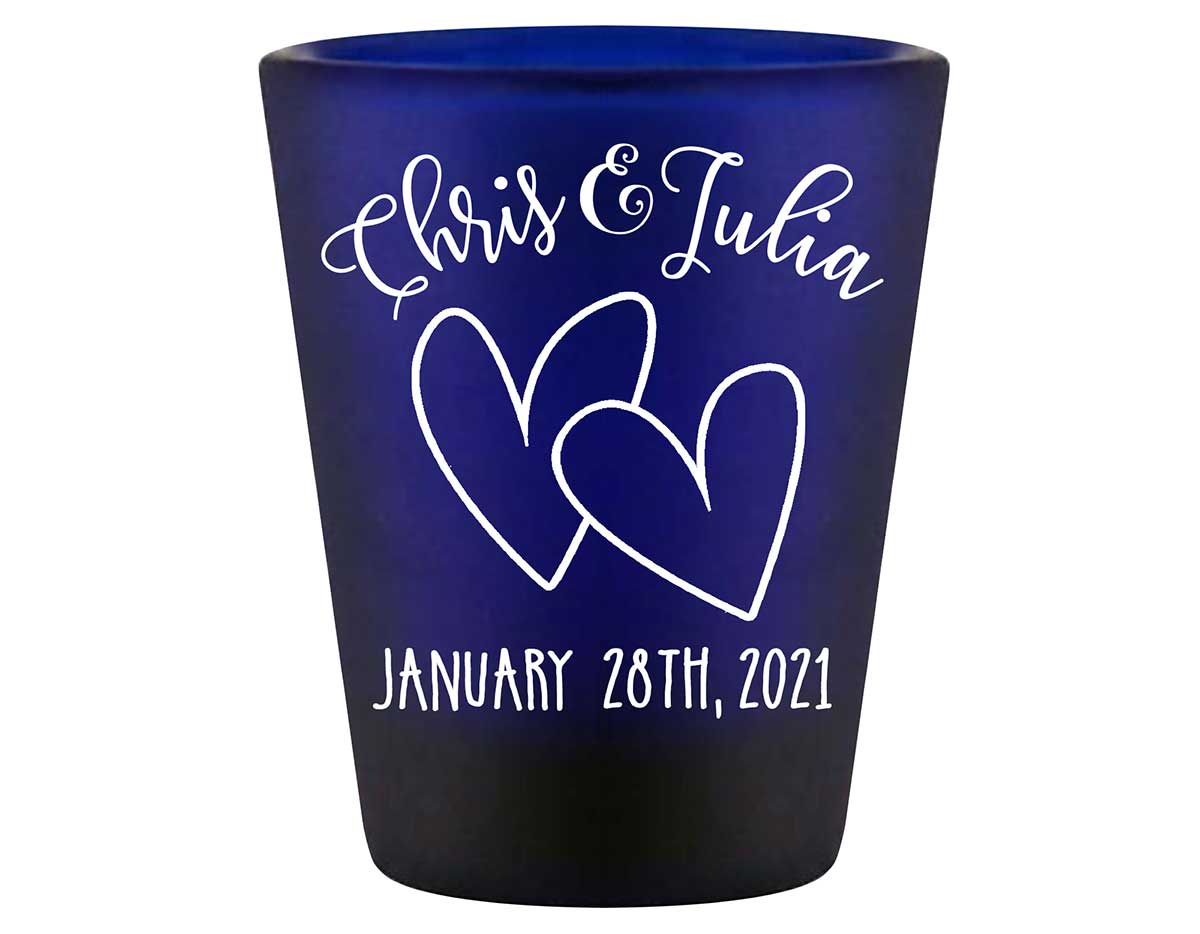 Intertwined Hearts 4B Standard 1.5oz Blue Shot Glasses Romantic Wedding Gifts for Guests